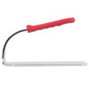 2 ½-pound flat-bottom stainless steel steak weight with red silicone handle