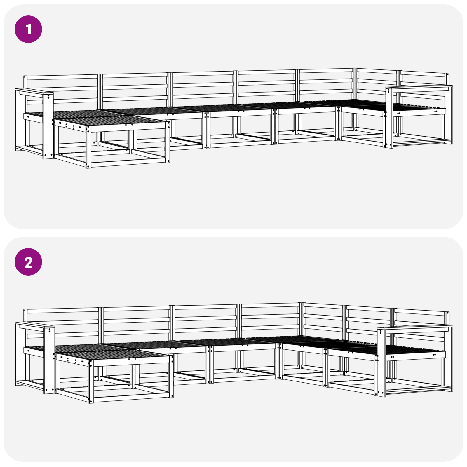 vidaXL Outdoor-Sofagarnitur 7 pcs Natur Massivholz Akazie – Bild 7
