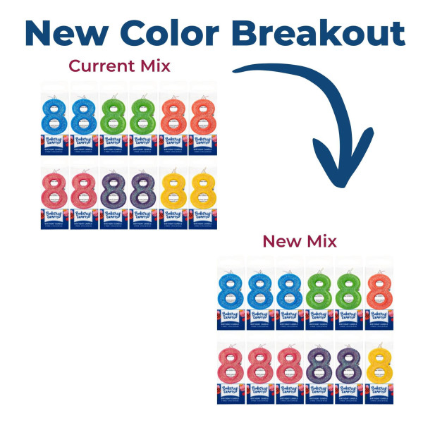 8 Mini Glitter Numeral Candles