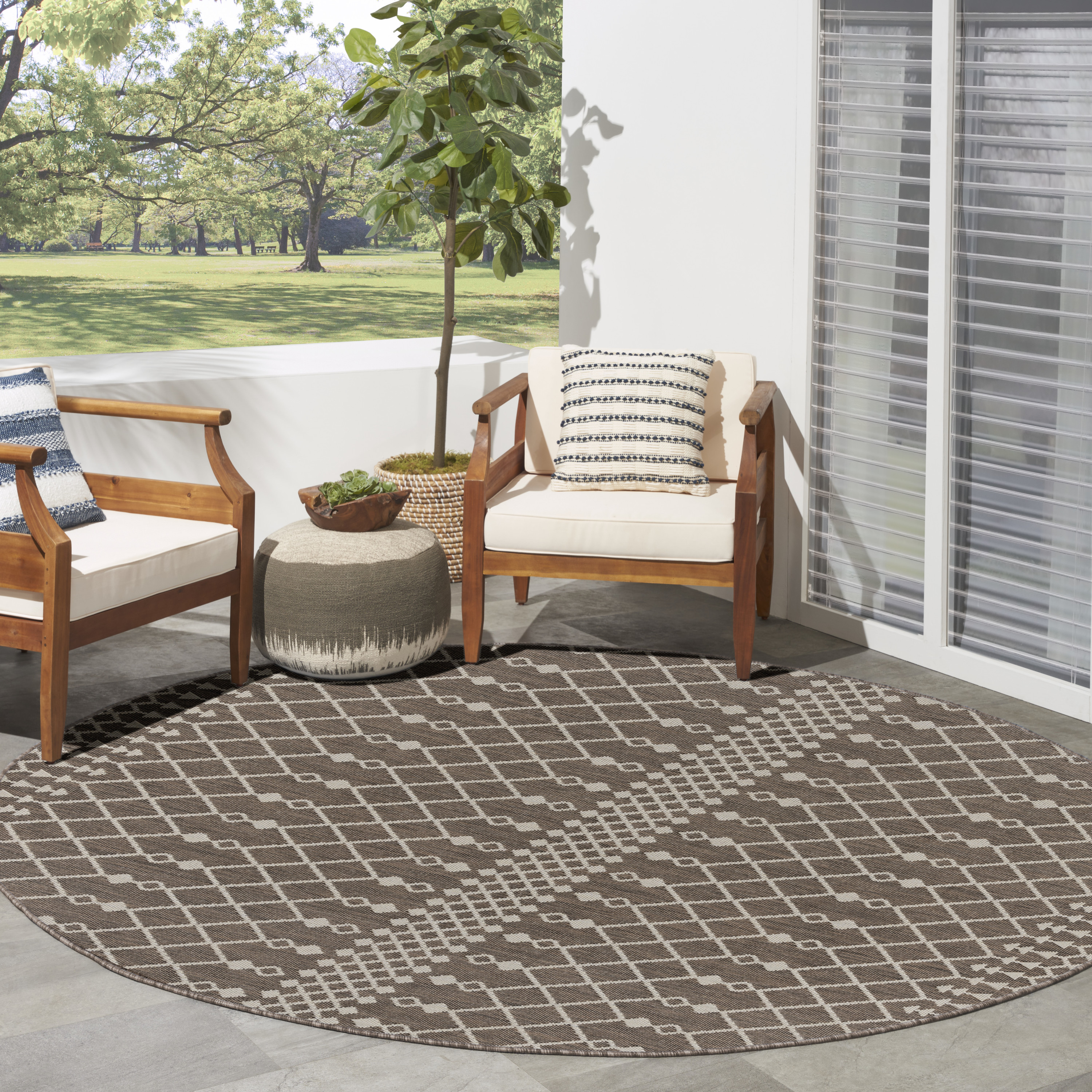 Nourison Positano 8' x Round Natural Modern Rug