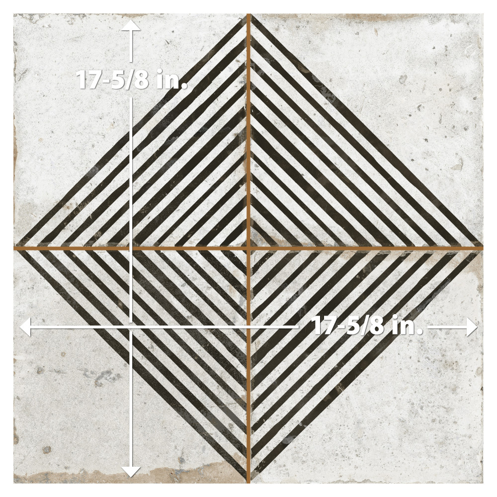 Kings Rombos Nero 17-5/8 in. x 17-5/8 in. Ceramic Floor and Wall Tile