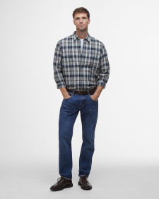 Clifton Madras Relaxed Long-Sleeved Shirt Classic Navy