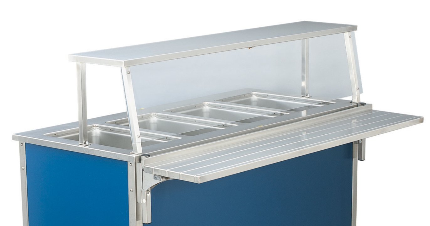 88-inch Single-Shelf NSF2 Classic Cafeteria Breath Guard with Acrylic End Panels 6 Well or 6 Pan