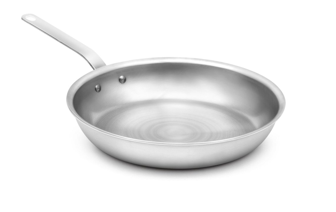 12-inch Wear-Ever® aluminum fry pan with natural finish and plated handle