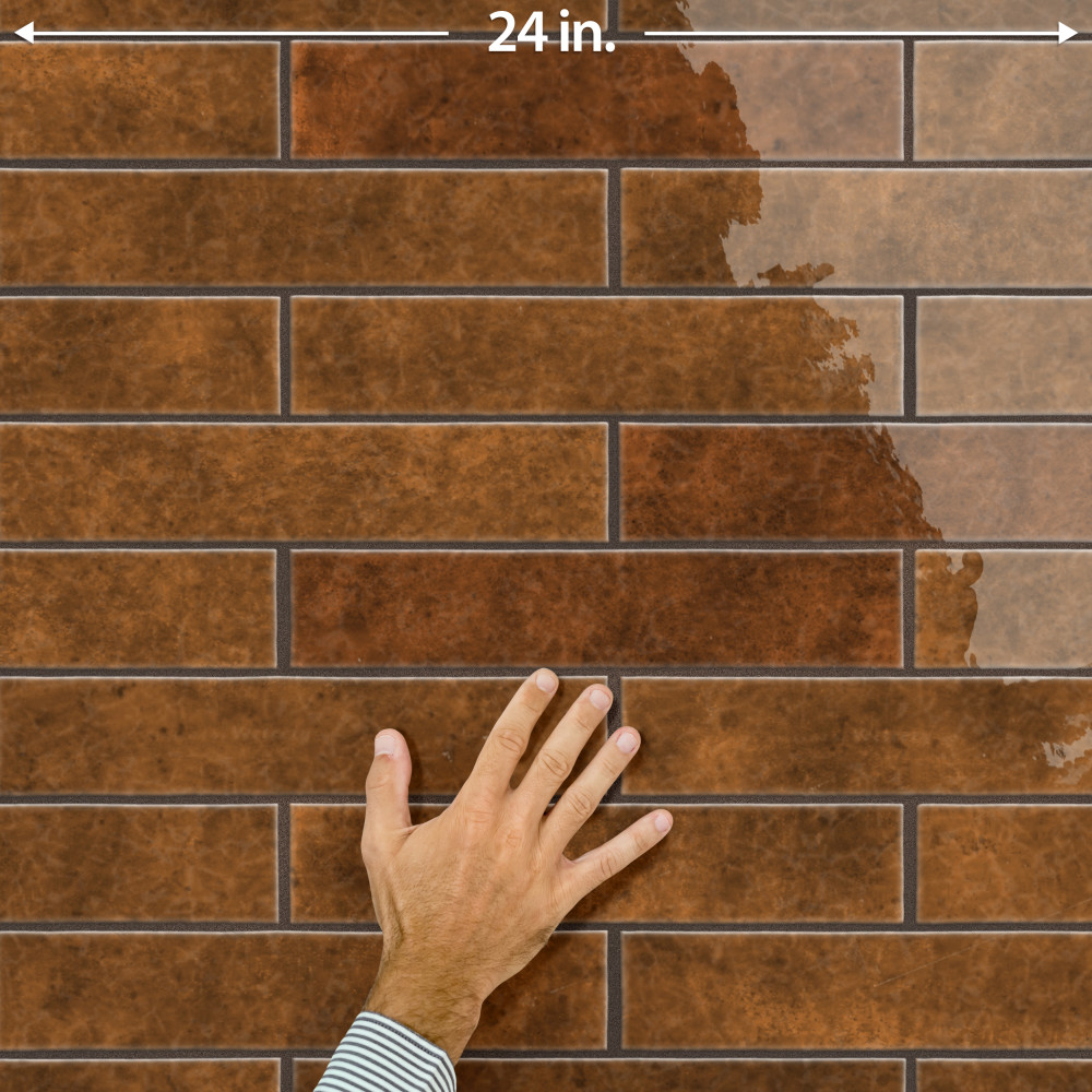 Menorca Rust 2-1/2 in. x 12-7/8 in. Ceramic Wall Tile