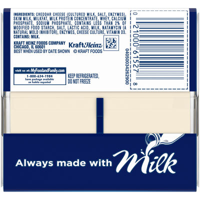 Kraft Singles White American Cheese Slices 16 oz Package (24 Slices)