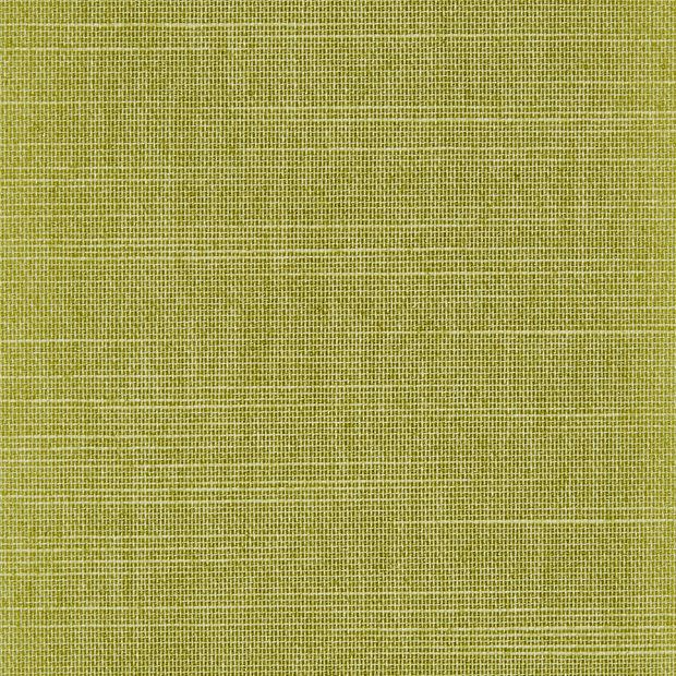 Chartreuse woven textile with visible crosshatch linen weave; fills the frame, lying flat and evenly lit, suggesting a fabric swatch or curtain material viewed close-up.