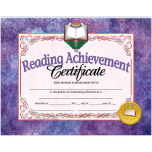 Reading Achievement Certificate, 8.5" x 11", Pack of 30