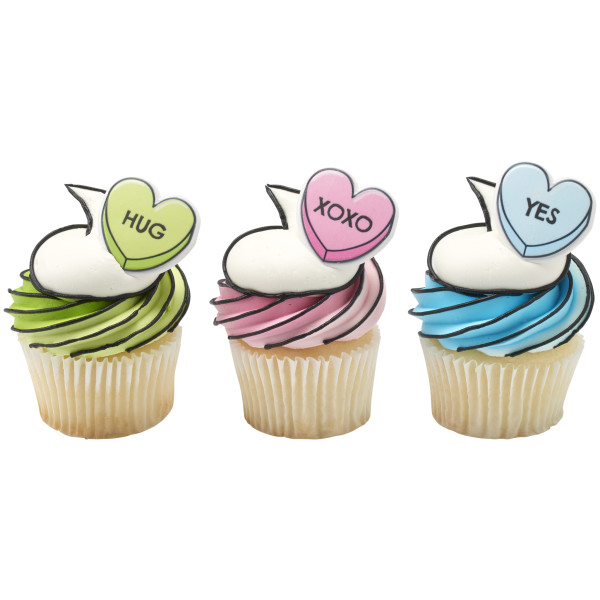 Candy Hearts Cupcake Rings
