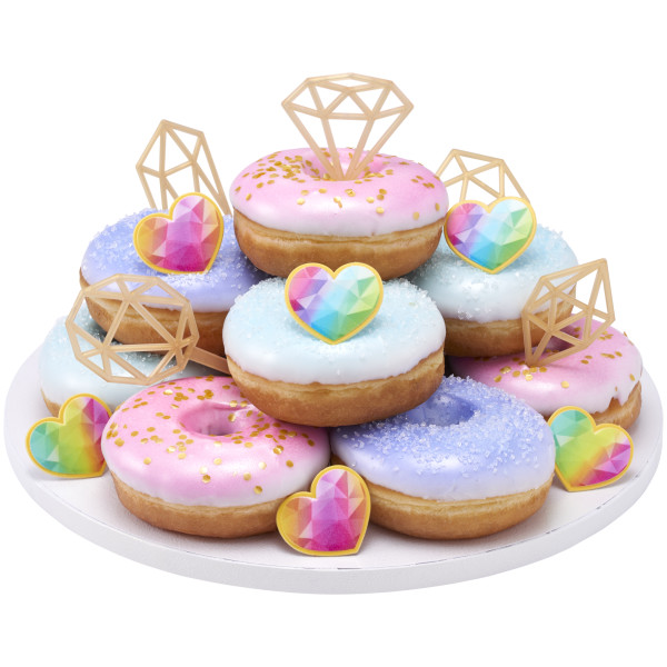 Rainbow Prism Heart Cupcake Rings