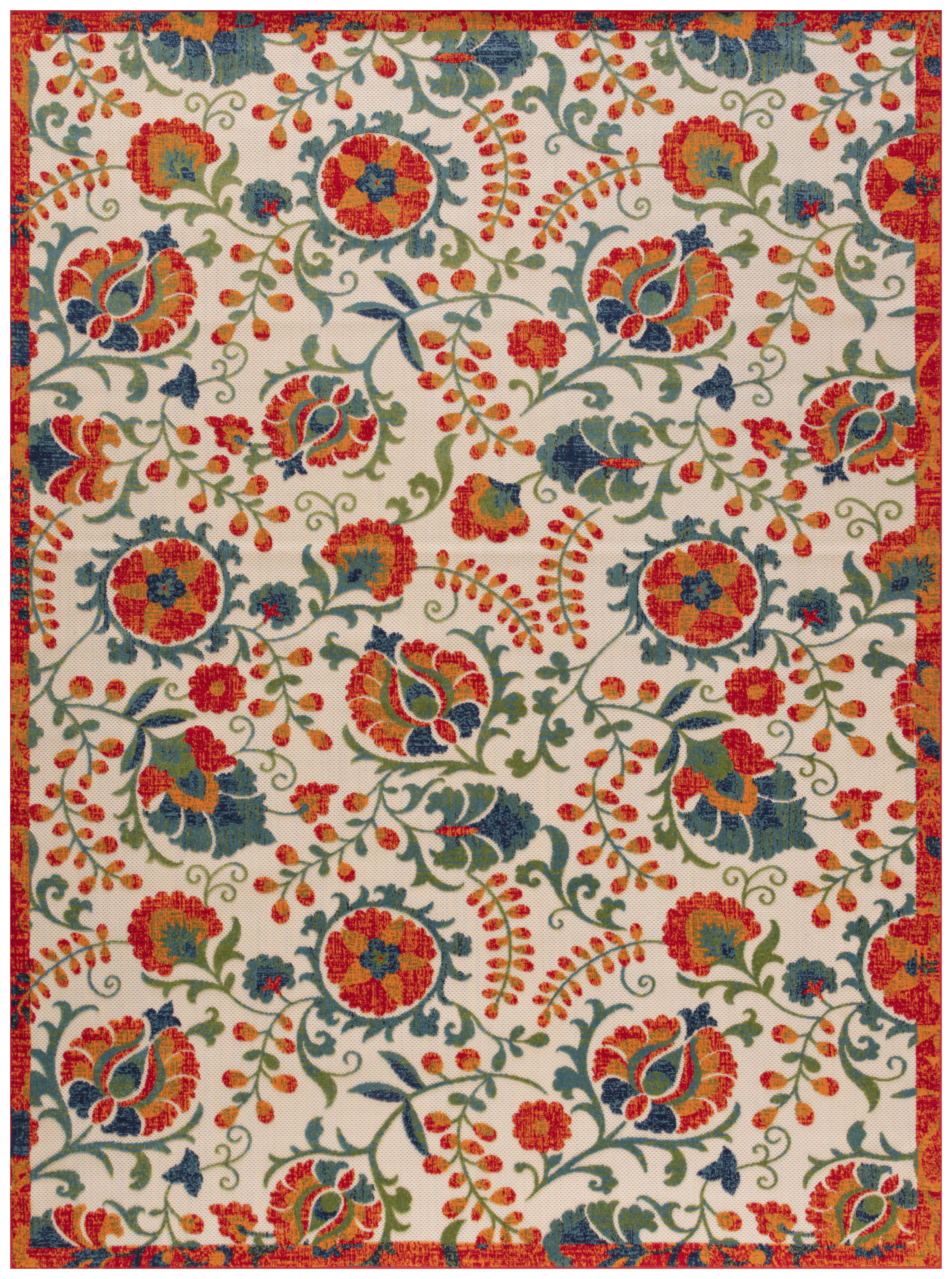 Nourison Aloha 7'10" x 10'6" Red Multicolor Farmhouse Rug
