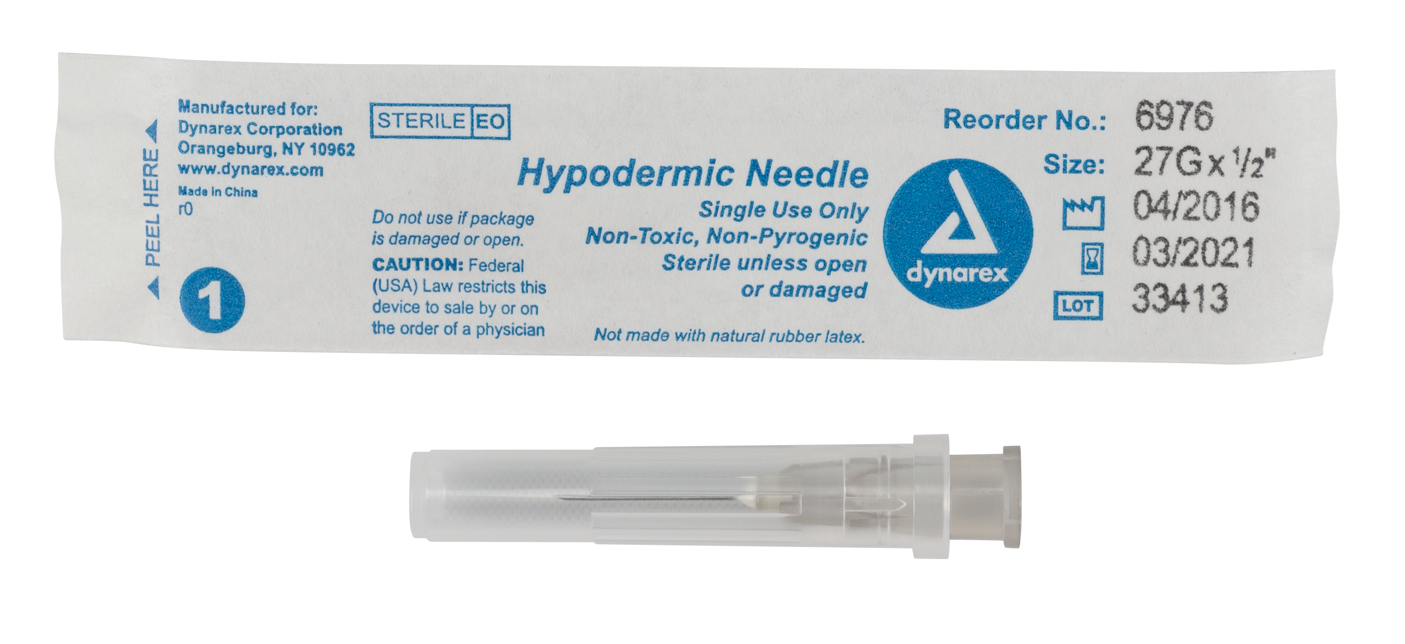 Hypodermic Needle 27G,  1/2