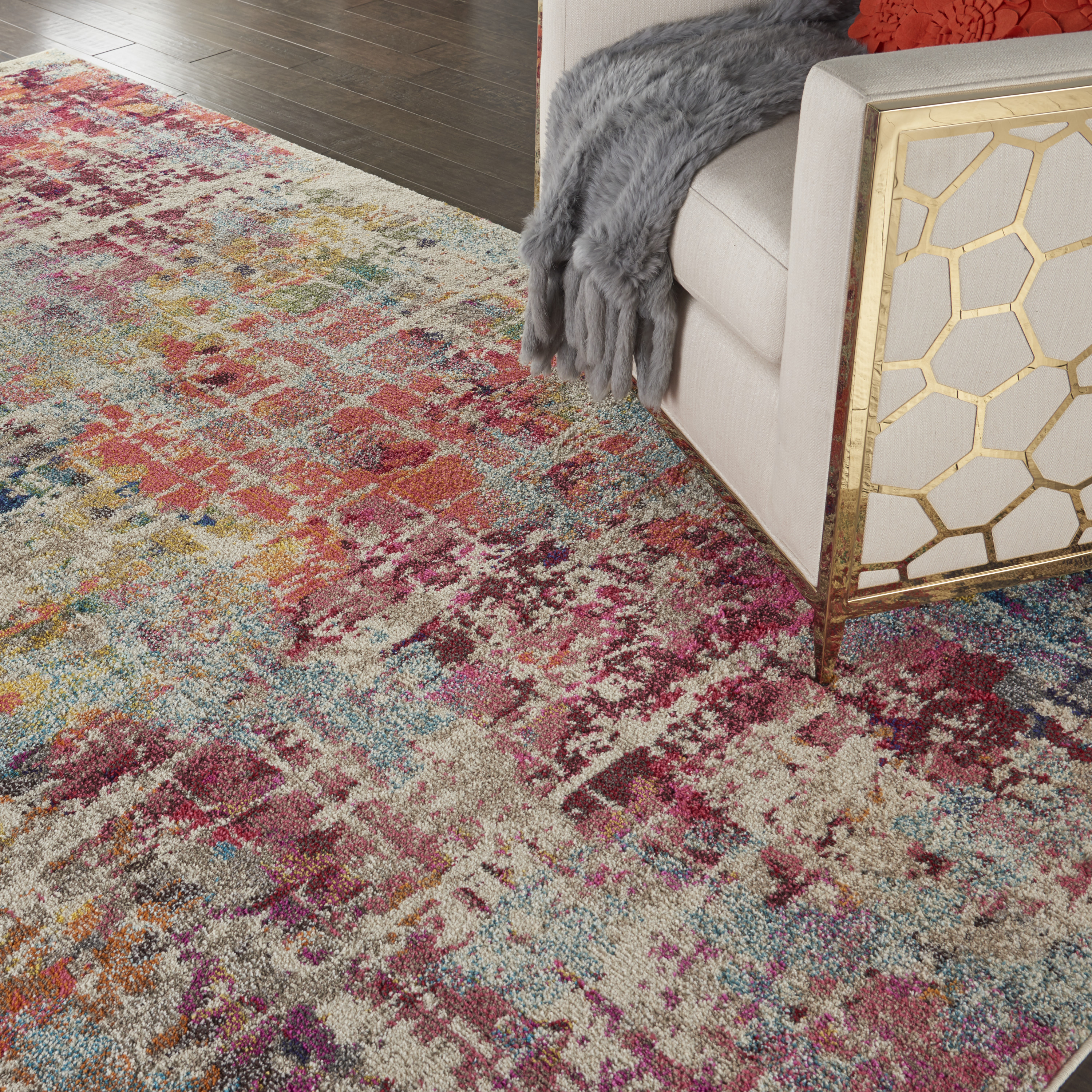 Nourison Celestial 6'7" x 9'7" Pink Multicolor Modern & Contemporary Indoor Rug