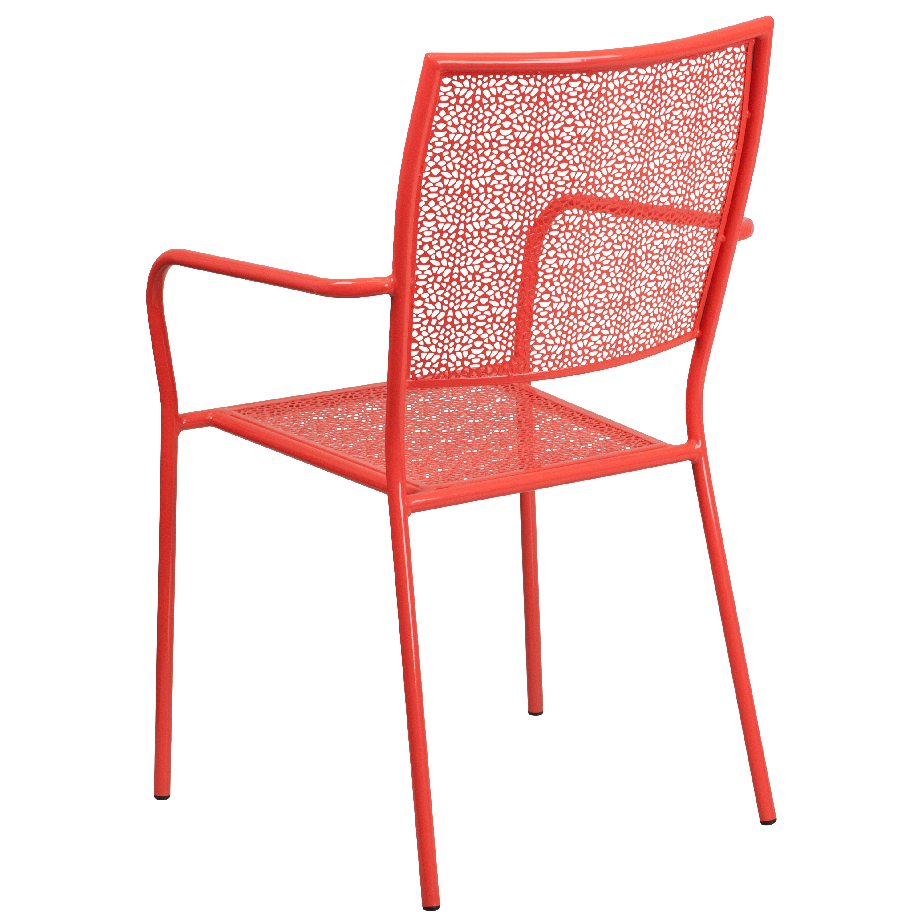 Commercial Grade Sky Blue Indoor-Outdoor Steel Patio Arm Chair with Square Back - Picture 8 of 61