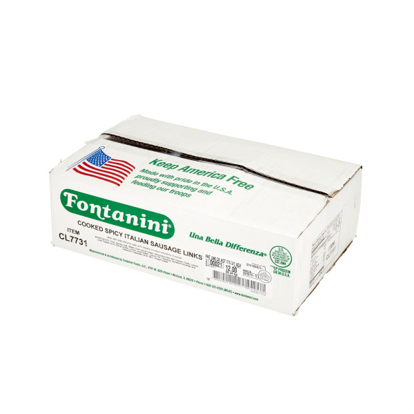 FONTANINI(r) Spicy Italian Sausage Link, Cooked, Natural Casing, 3/lb, 4/3 lb . C1RA - Front Right Closed Case (Hi Res)