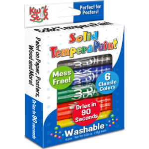 Solid Tempera Paint Stick, 6 Primary Colors