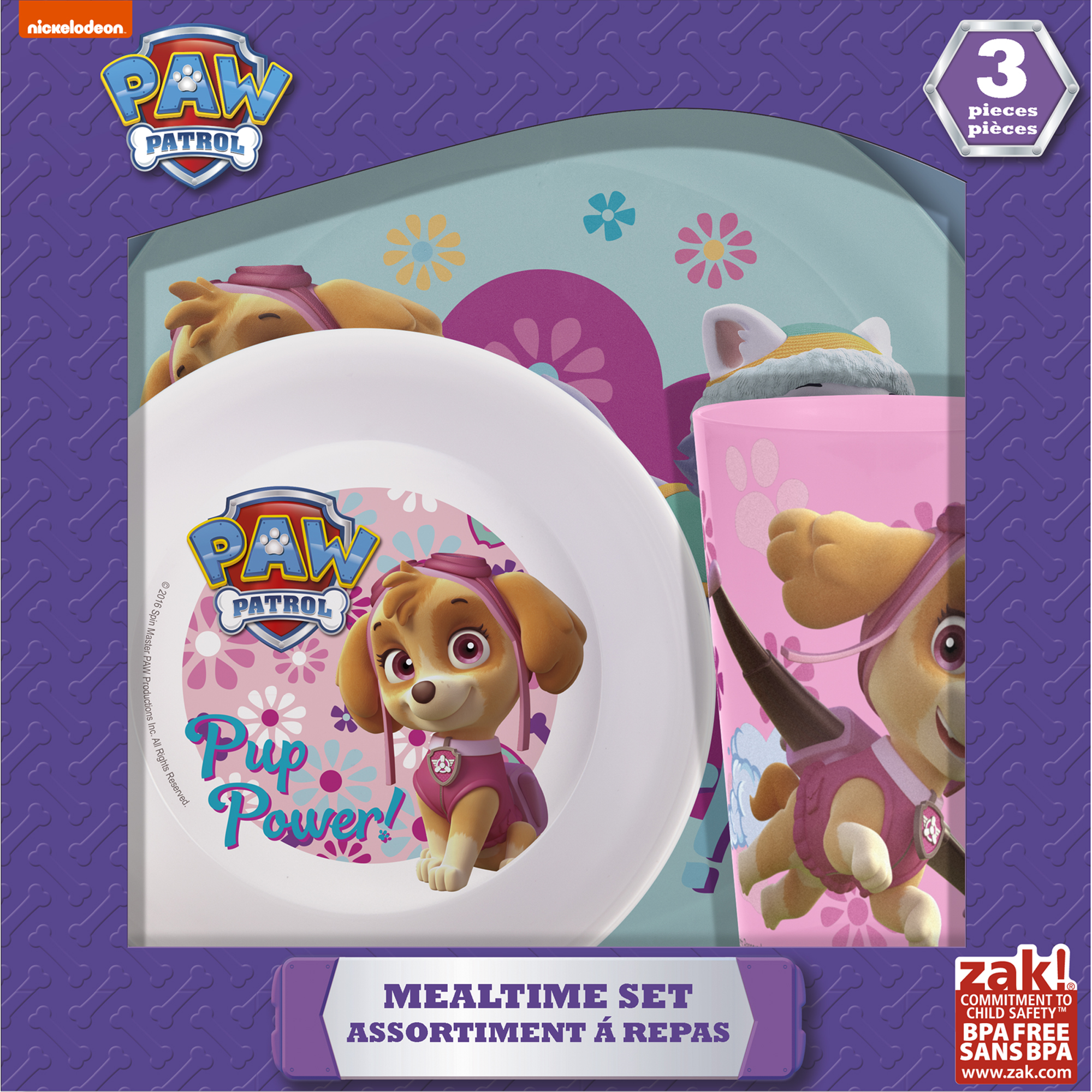 Paw Patrol Kids Dinnerware Set, Skye & Everest, 3-piece set slideshow image 1 Paw Patrol Kids Dinnerware Set, Skye & Everest, 3-piece set slideshow image 1