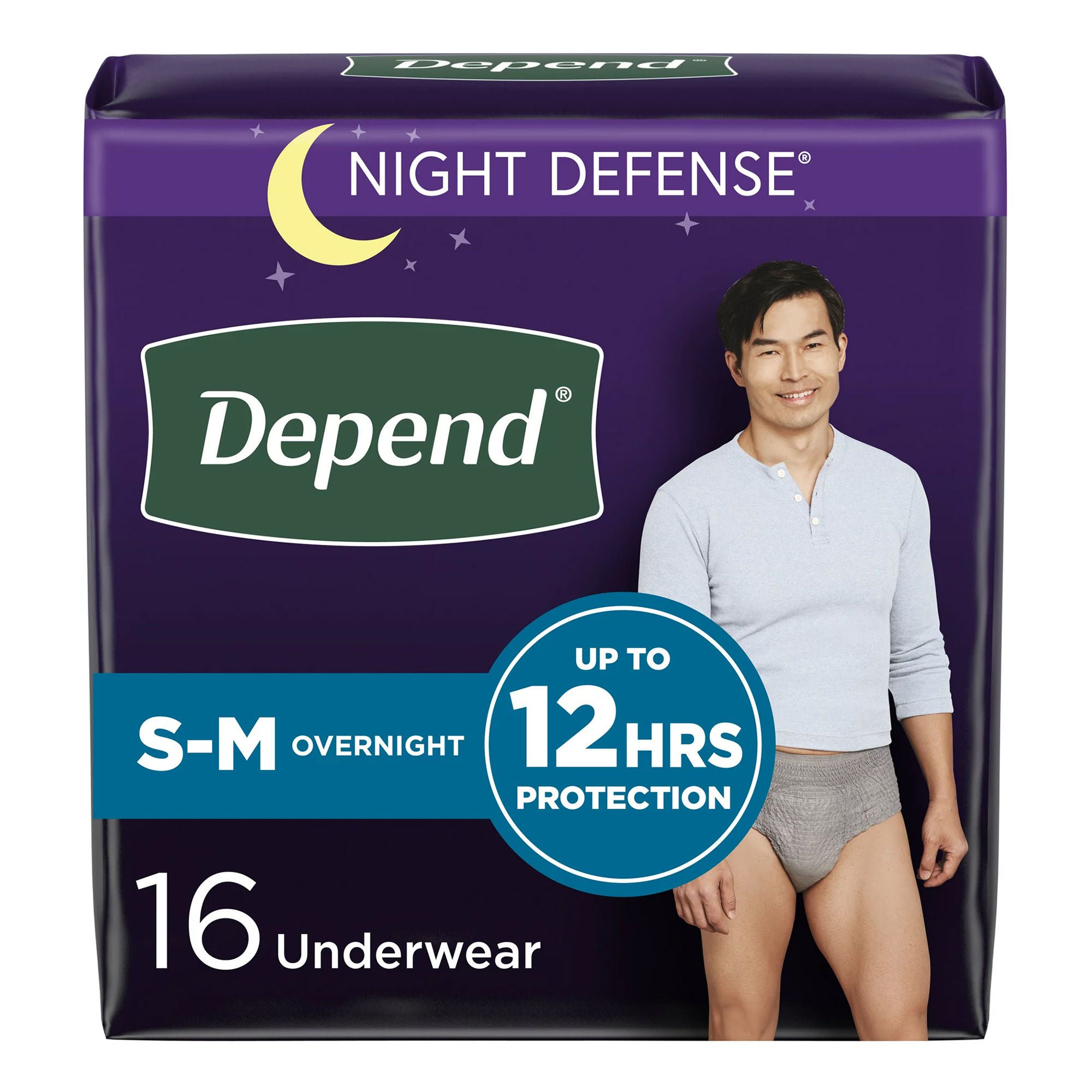 Depend® Night Defense® Absorbent Underwear for Men, Small/Medium