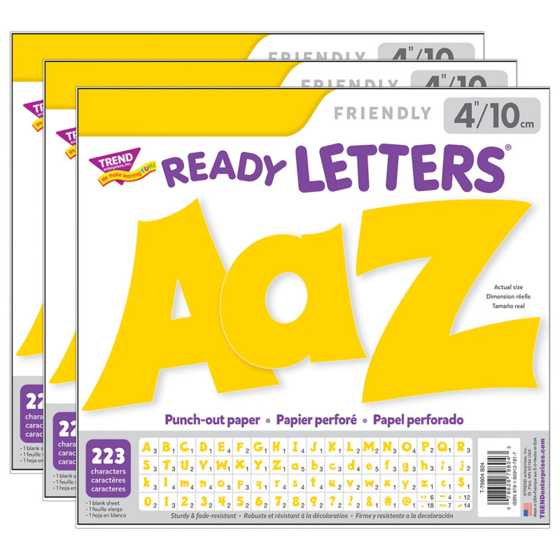 Yellow 4" Friendly Combo Ready Letters®, 3 Packs