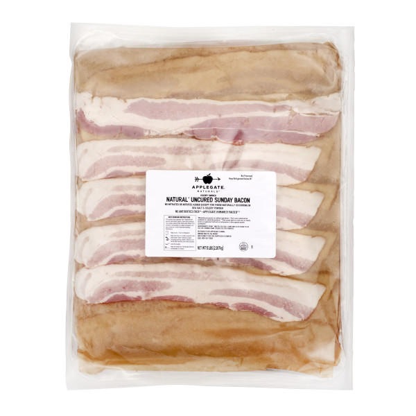 APPLEGATE NATURALS(r) Sunday Bacon, Laid-Out, Frozen, 2/5 lb . C1CB - Front Center Inner Pack (Hi Res)