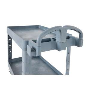 Rubbermaid Commercial, BRUTE, Heavy Duty Ergo Handle Utility Cart, Lipped Shelf, Medium, Black