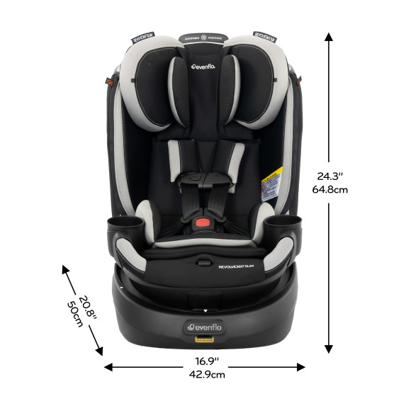 Revolve360 Slim 2-in-1 Rotating Car Seat with Quick Clean Cover dimensions diagram
