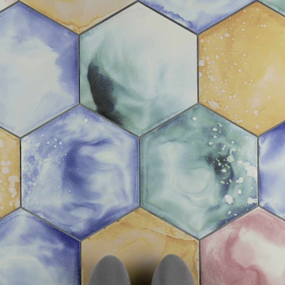 Raktion Hex 8-5/8 in. x 9-7/8 in. Porcelain Floor and Wall Tile