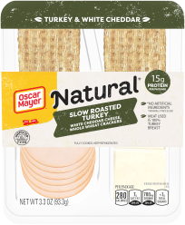 Natural Slow Roasted Turkey Breast, White Cheddar Cheese & Whole Wheat Crackers image