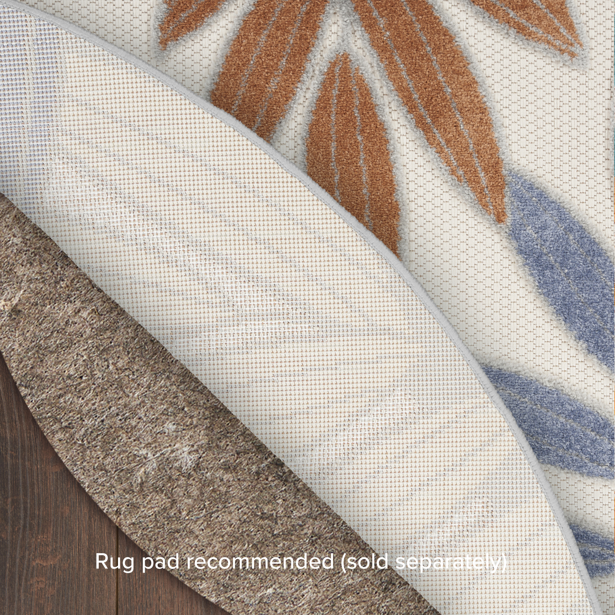 Nourison Aloha 5'3" x Round Blue Mocha Outdoor Rug