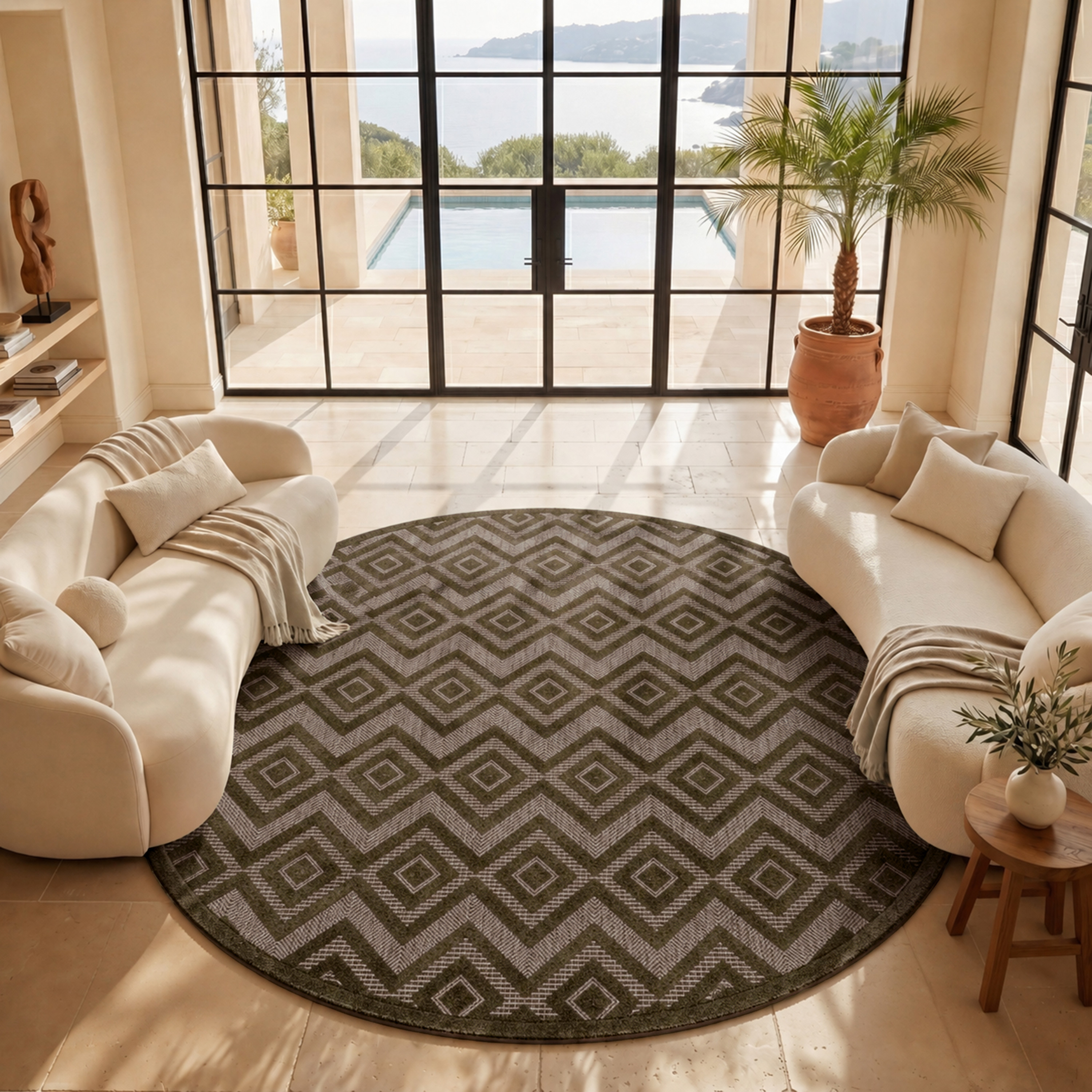 Nourison Versatile 8' x Round Brown Modern Rug