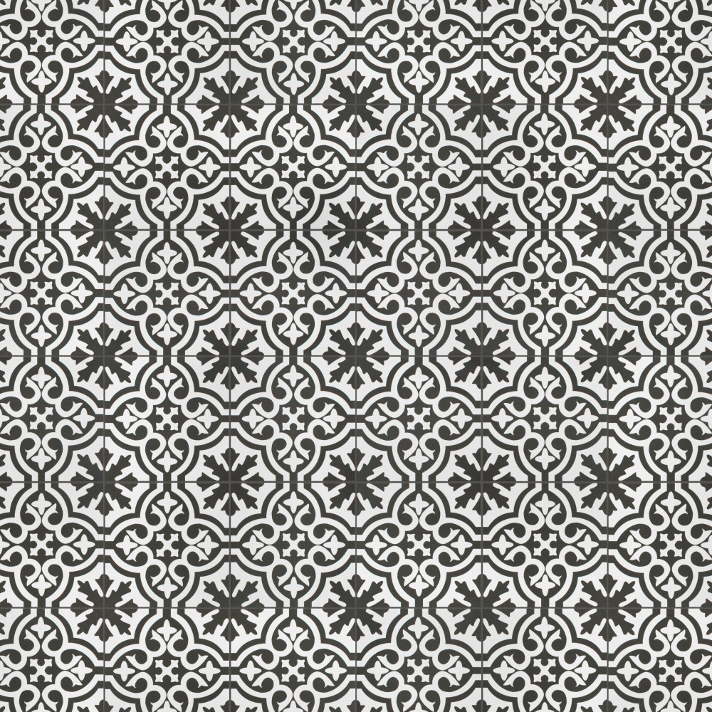 Berkeley II Black 17-5/8 in. x 17-5/8 in. Ceramic Floor and Wall Tile ...