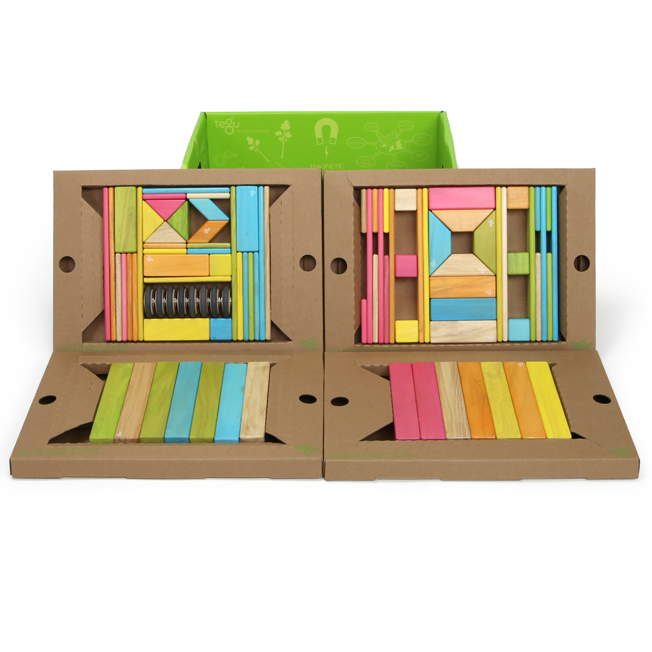 Tegu Magnetic Wooden Blocks, 90-Piece Classroom Kit, Tints image number null
