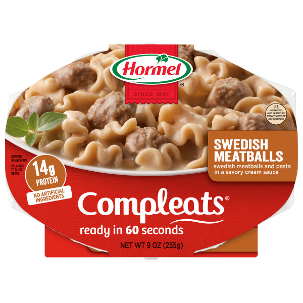 HORMEL(r) COMPLEATS(r) Swedish Meatballs,  6/9oz. . C1C1 - Front Center In Package (Hi Res)