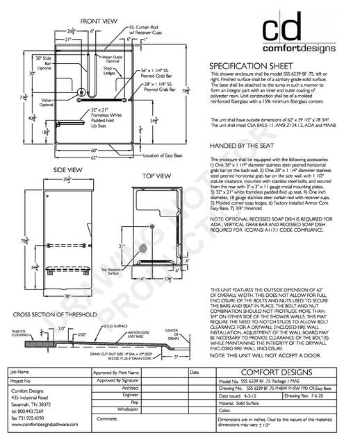 Spec Sheet — Cd Shower Spec Sheet Sss 6239 Bf Mas