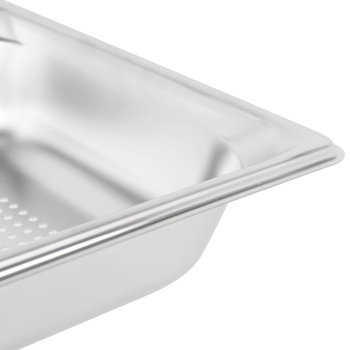 Half-size 2 ½-inch-deep Super Pan 3® stainless steel perforated steam table pan