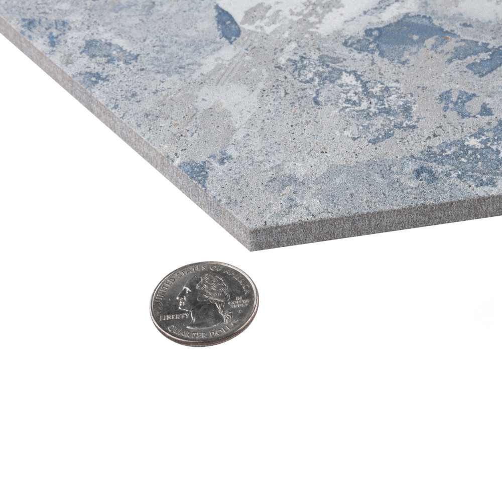 Recycle Hex River Blue 8-1/2 in. x 9-7/8 in. Porcelain Floor and Wall Tile