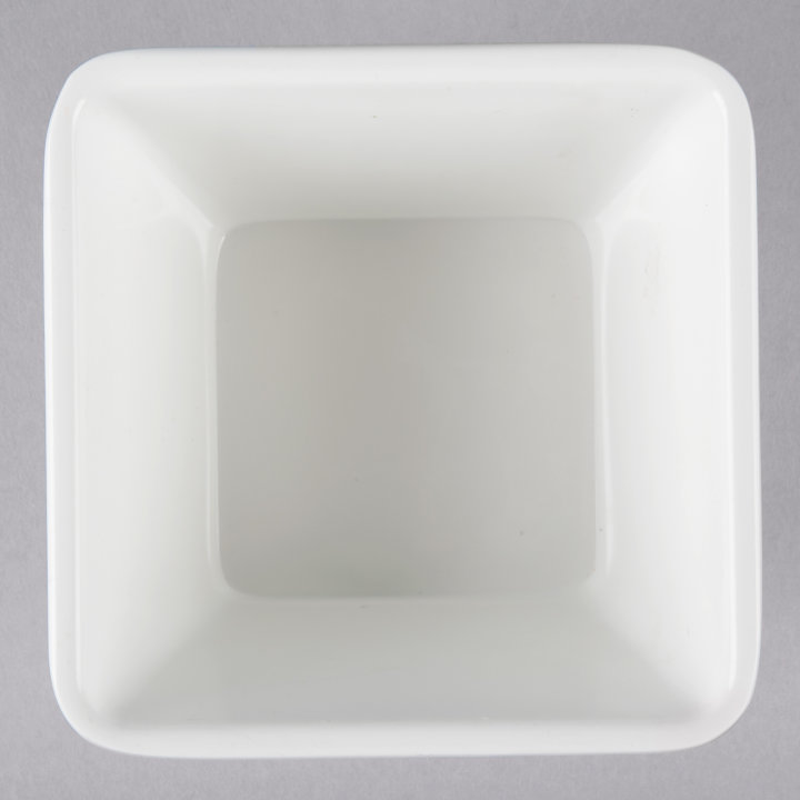 Extra-small square melamine cubic display bowl in white