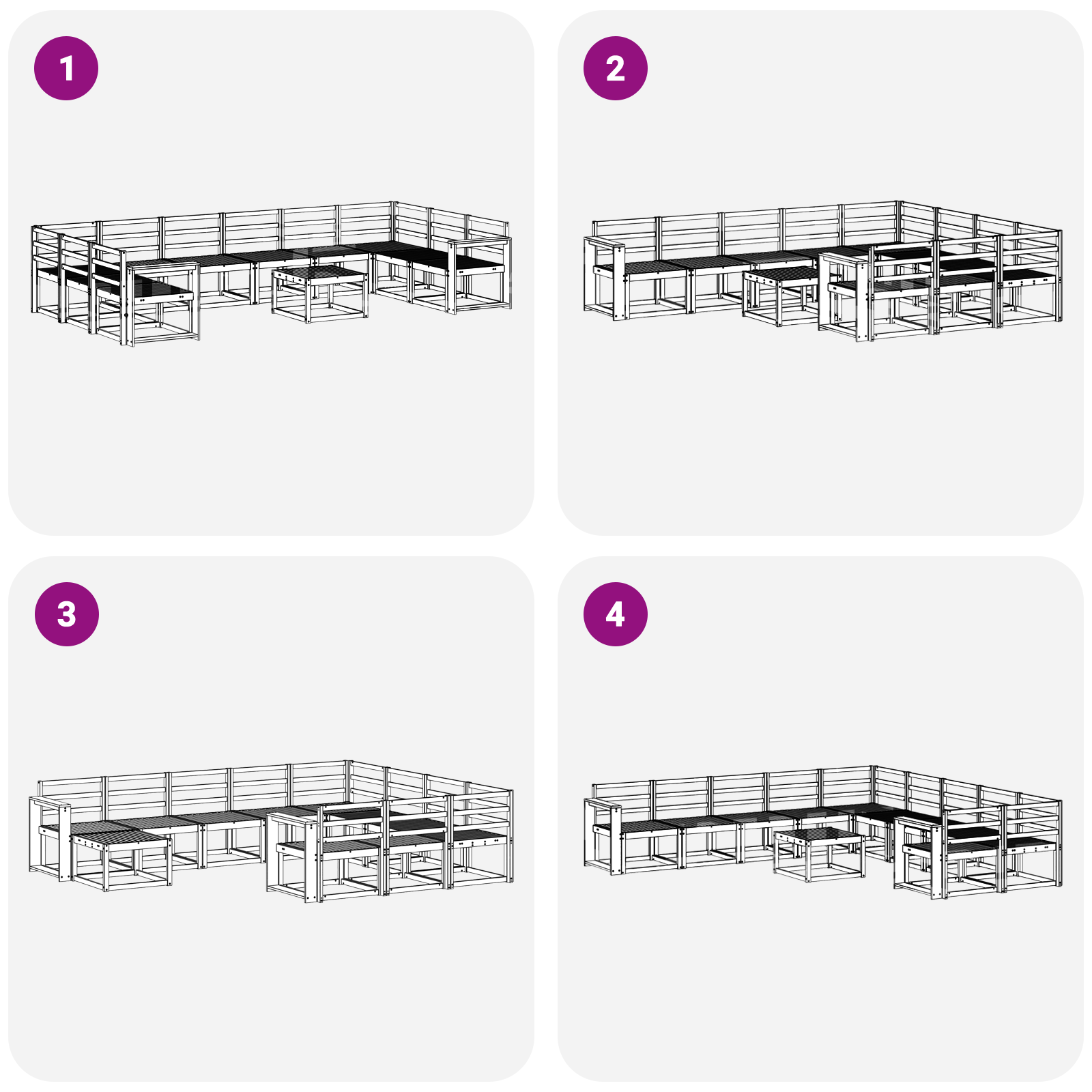 Buiten bankenset 11 pcs Wit Massief Acaciahout image 6
