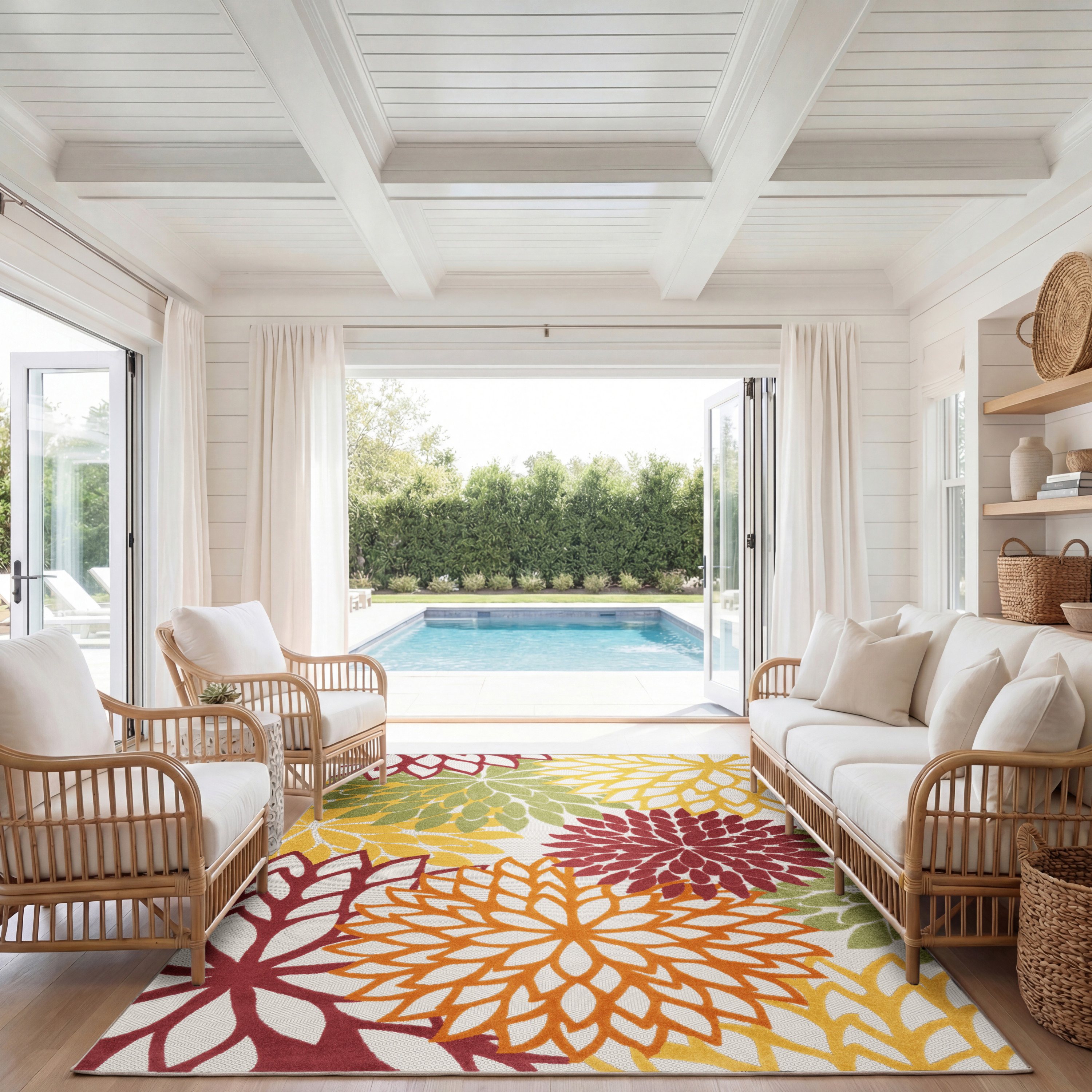 Nourison Aloha 7' x 10' Red Multicolor Tropical Rug