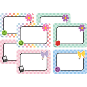 2-Pack Cool for School Checkers Name Tags/Labels-Multi-Pack