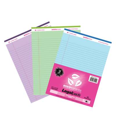 Legal Pad, Standard, Assorted 3-Pack (Orchid, Blue, and Green)