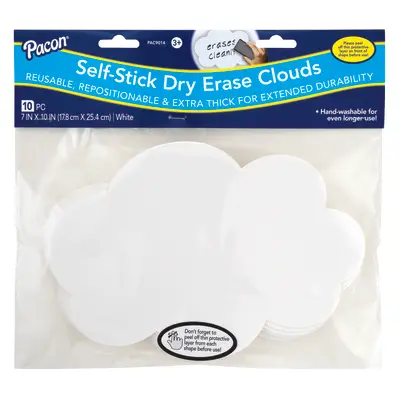 Pacon Self-Stick Dry Erase Clouds, White, 7