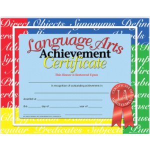 Language Arts Achievement Certificate, 8.5" x 11", Pack of 30