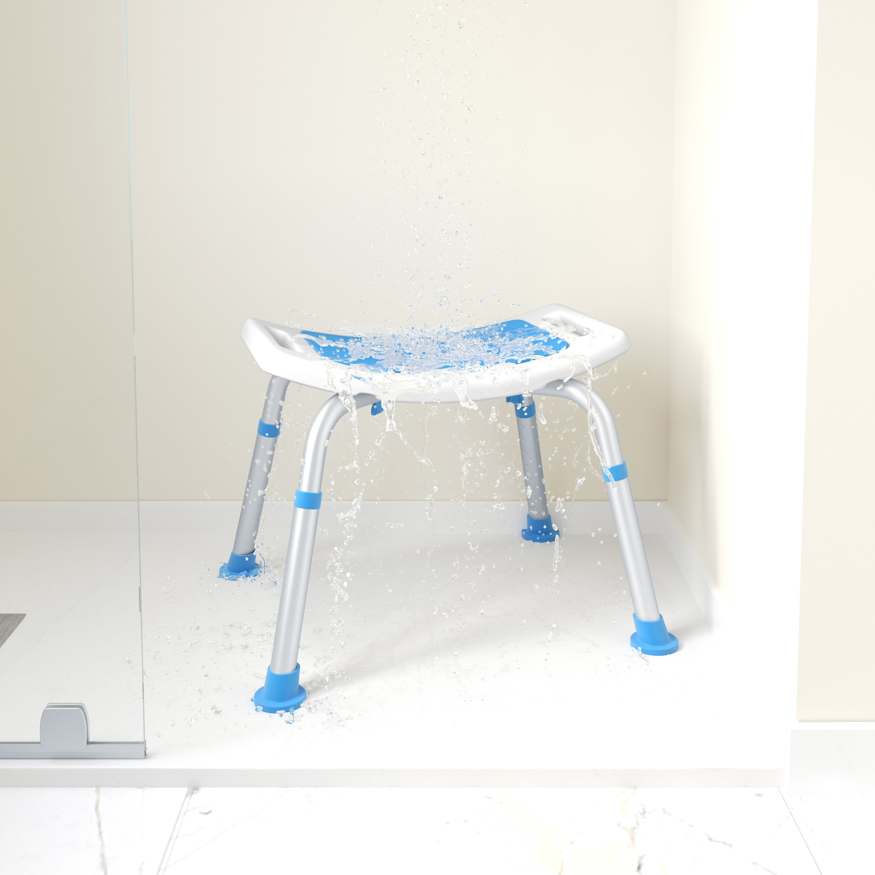 Taburete de Ducha Ramsey con 6 Ajustes de Altura Ajustables, Asiento Acolchado y No-Sl... - Imagen 2 de 10