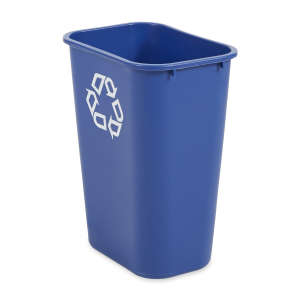 Rubbermaid Commercial, 10.3125gal, Resin, Blue, Rectangle, Receptacle