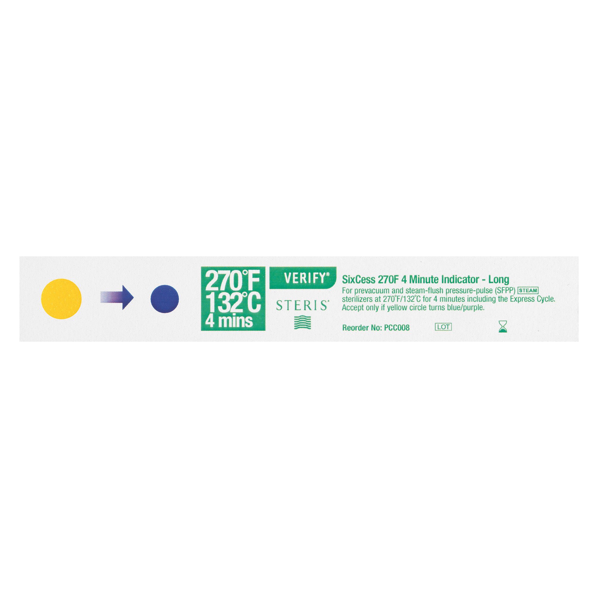Verify™ SixCess™ Steam Indicator Strips, 4 Minute Indicator Long