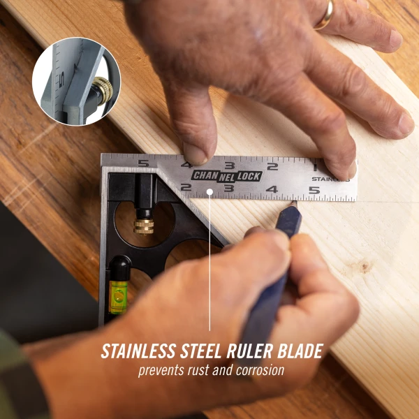 8100-006CS 6-inch High-Visibility Stainless Steel Combination Square