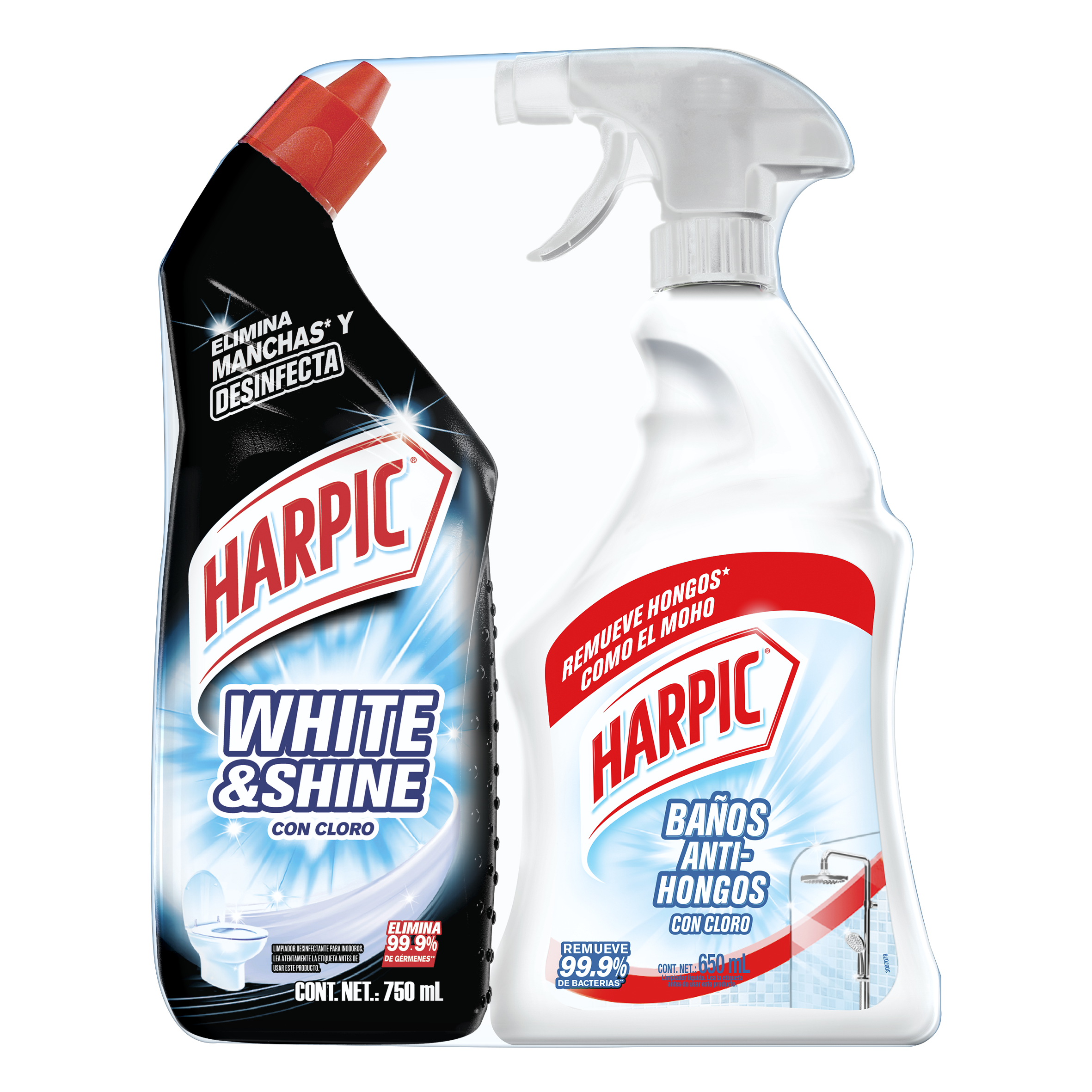 Harpic® White & Shine 750ml Con Harpic® Anti-hongos 650ml