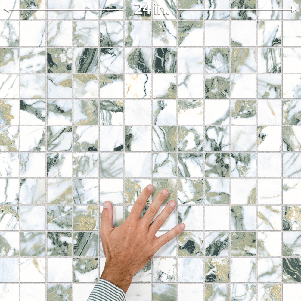 Touche 2″ Square Jade 11-3/4 in. x 11-3/4 in. Porcelain Mosaic Tile