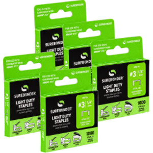 #3 Light-Duty 1/4" Staples, 1000 Count, 5-Pack